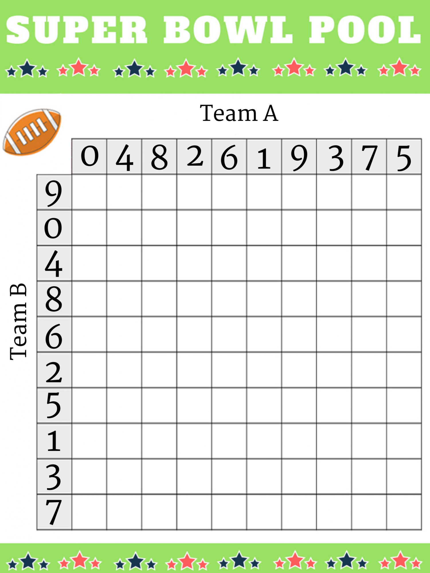 super bowl squares chart | the charles at bexley 